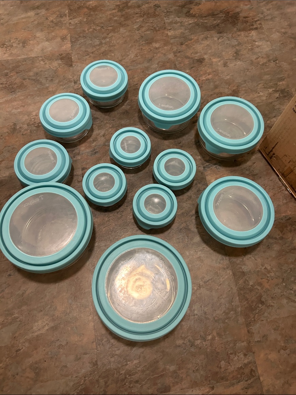 Anchor Hocking TEAL 12 Piece Glass Bowl Set w True Seal Lids BRAND NEW - Picture 2 of 16